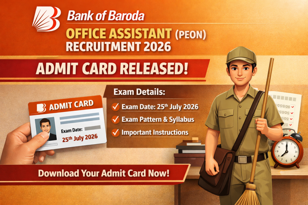 Bank of Baroda Office Assistant (Peon) Recruitment 2026 – Admit Card Released & Exam Details
