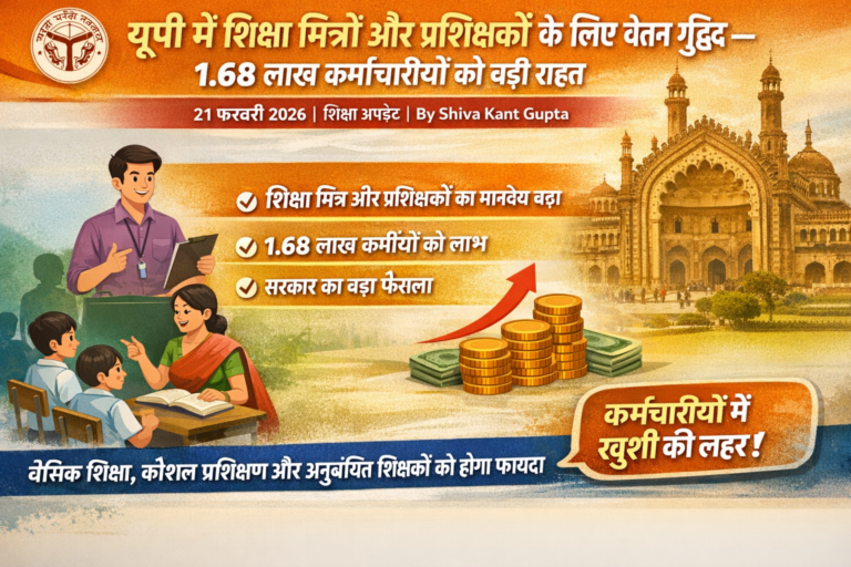 यूपी में शिक्षा मित्रों और प्रशिक्षकों के लिए वेतन वृद्धि – 1.68 लाख कर्मचारियों को बड़ी राहत